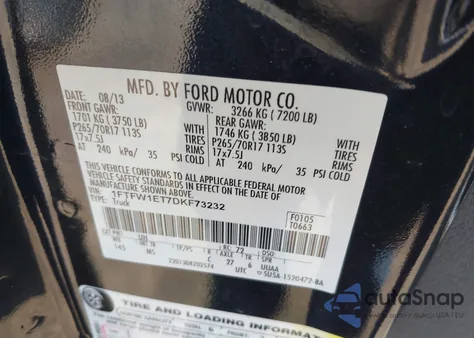 2013 Ford F-150 Xlt from USA, damaged, VIN 1FTFW1ET7DKF73232